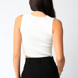Sleeveless Rib Knit Crop Top