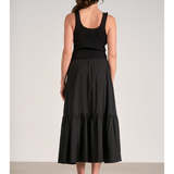 Sleeveless Mixed Fabric Maxi Dress