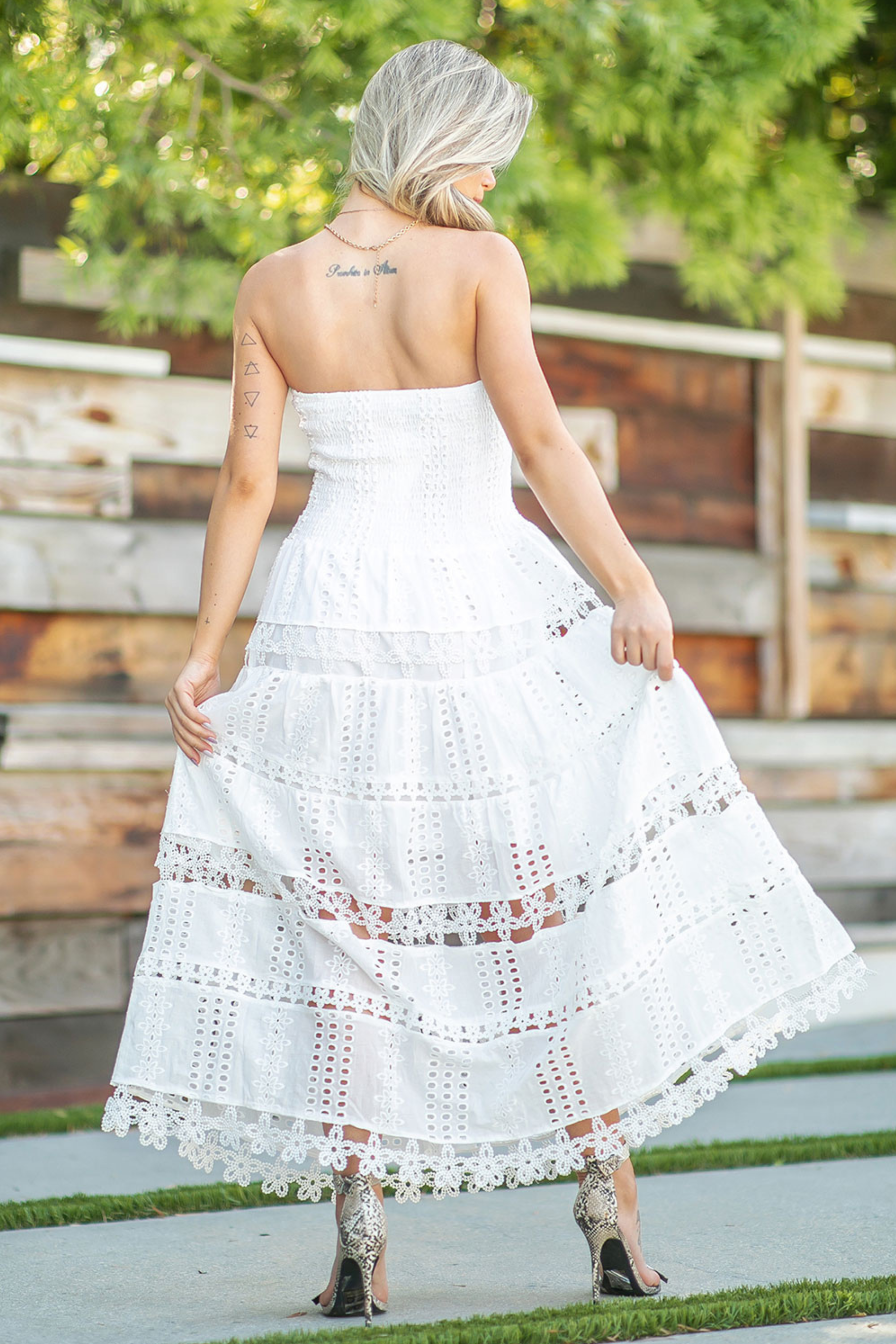 Eyelet Lace Tube Dress Ruby and Jenna Eyelet Lace Tube Dress Ruby and Jenna