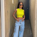 Sleeveless Rib Knit Crop Top