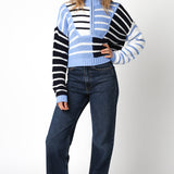 Stripe Half Zip Knit Sweater