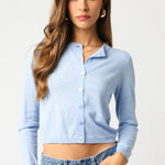 Thin Button Up Cardigan - Light Blue, Women's Tops Collection