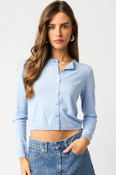 Thin Button Up Cardigan - Light Blue, Women's Tops Collection