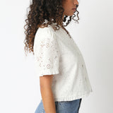 Short Sleeve Eyelet Button Down