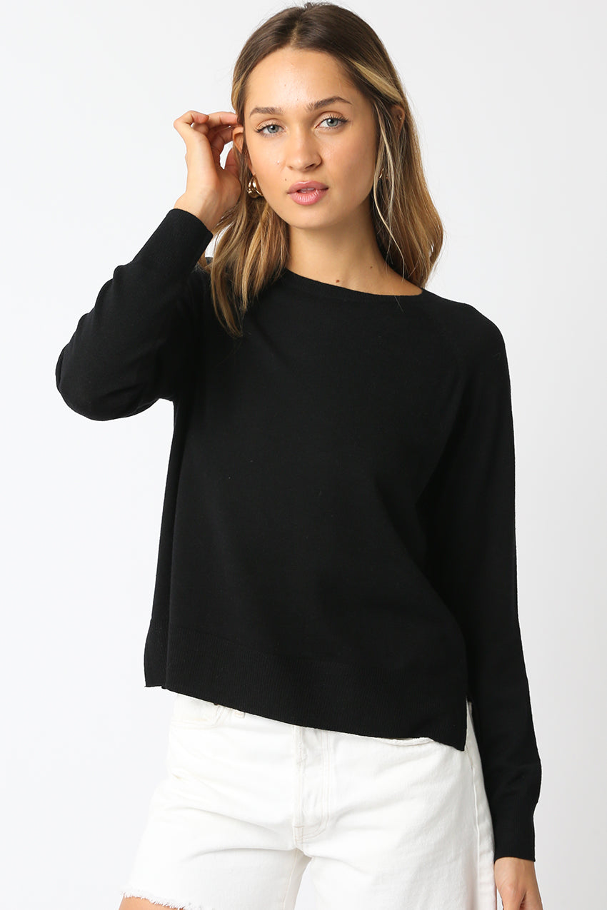 Light Crew Neck Sweater - black, womens sweater collection