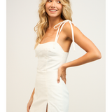 Side Slit Tie Strap Mini Dress