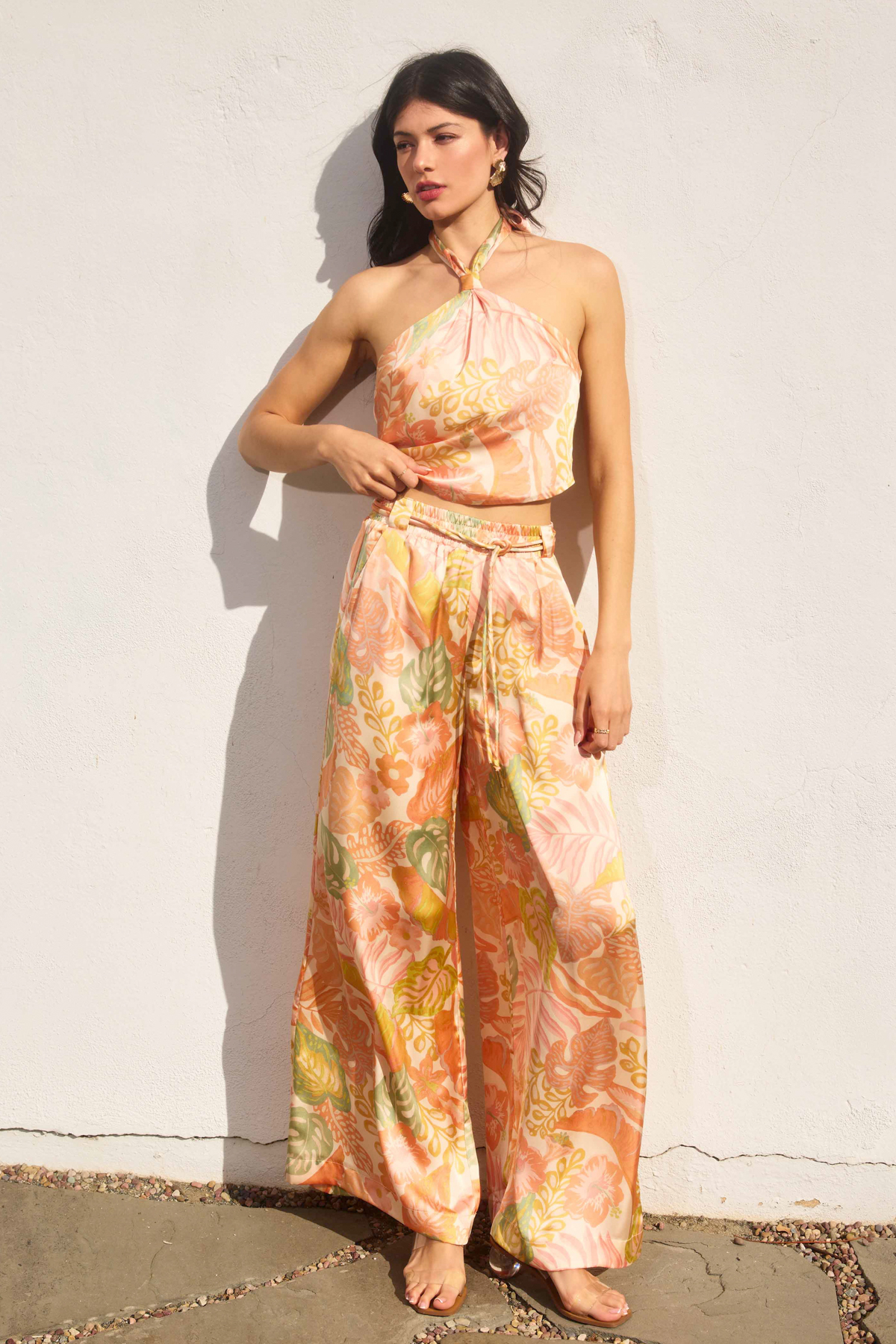Halter Scarf Top - Orange/Yellow/Green - Women's Top/Matching Set Collection