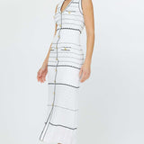 Sleeveless Button Mid Length Fitted Dress