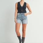 Just Black - Longer Length Short - Light Denim, Women's Jean's Collection