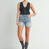 Just Black - Longer Length Short - Light Denim, Women's Jean's Collection