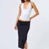 Metal Trim Cowl Top - white, Women's Top's Collection