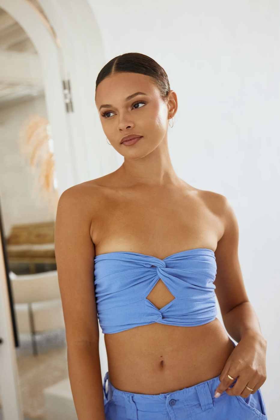 Double Twist Crop Top - blue, women's crop top/ matching set collection