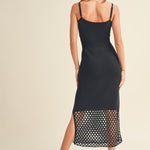 Net Pattern On Bottom Knitted Dress - Black, Women's Dresses Collection