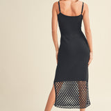 Net Pattern On Bottom Knitted Dress - Black, Women's Dresses Collection