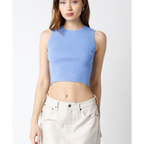 Sleeveless Rib Knit Crop Top