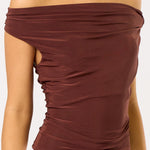 Metal Trim Cowl Top - Chocolate, Women's Top's Collection