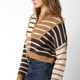 Stripe Half Zip Knit Sweater