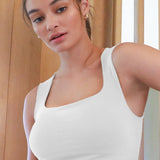 Square Neck Top - White, Women's Tops Collection