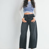 Just Black - Barrel Jean with Seams - Washed Black, Women's Denim Collection