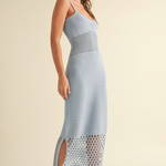 Net Pattern On Bottom Knitted Dress - Light Blue, Women's Dresses Collection