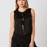 Satin Tie Front Lace Tank