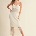 Net Pattern On Bottom Knitted Dress - Off White, Women's Dresses Collection