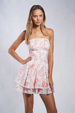 Floral Lace Strapless Dress - Pink, Women's Dresses Collection