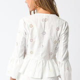 Eyelet Tie Front Blouse