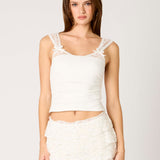 Lace Strap Ruched Tank