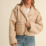 Faux Suede Sherpa Reversible Jacket