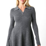 Long Sleeve Ribbed Sweater Dress