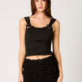Lace Strap Ruched Tank