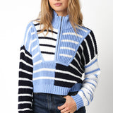Stripe Half Zip Knit Sweater
