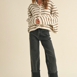 Cuffed Borrom Black Denim Pant