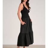 Sleeveless Mixed Fabric Maxi Dress