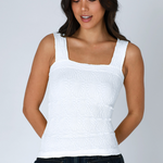 Lace Textured Square Top - White, Women's Tops Collection