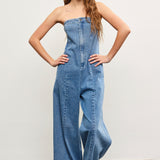 Zip Up Front Strapless Jumpsuit
