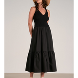 Sleeveless Mixed Fabric Maxi Dress