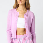 Thin Button Up Cardigan - Lilac, Women's Tops Collection