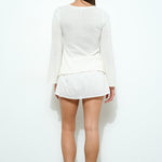 Long Sleeve Open Front Sweater - Off White, Women's Top's Collection