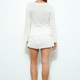 Long Sleeve Open Front Sweater - Off White, Women's Top's Collection