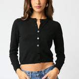 Thin Button Up Cardigan - Black, Women's Tops Collection