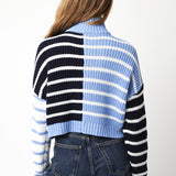 Stripe Half Zip Knit Sweater