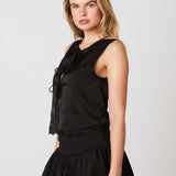 Satin Tie Front Lace Tank