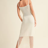 Net Pattern On Bottom Knitted Dress - Off White, Women's Dresses Collection