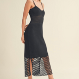 Net Pattern On Bottom Knitted Dress - Black, Women's Dresses Collection