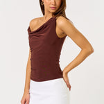 Metal Trim Cowl Top - Chocolate, Women's Top's Collection