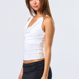 Metal Trim Cowl Top - white, Women's Top's Collection