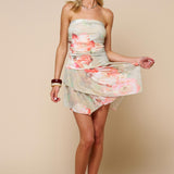 Tube Slinky Floral Shark Detail Dress