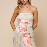 Tube Slinky Floral Shark Detail Dress